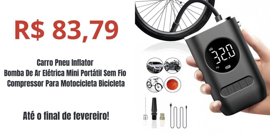 Mini compressor de ar para motos e bicicletas