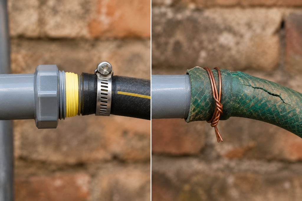 Comparação em corte dos biodigestores tubular, indiano e chinês, com entrada, saída e ponto de coleta do gás